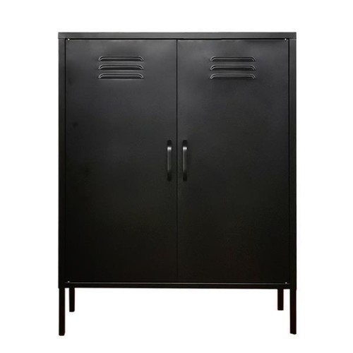 Ντουλάπα μεταλλική Nextdeco δίφυλλη μαύρη Υ102x80x40εκ.