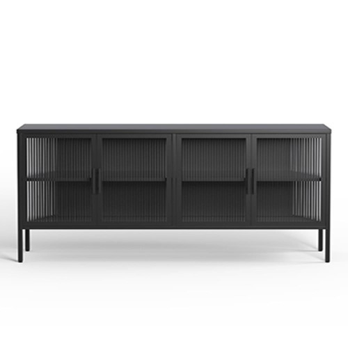 Έπιπλο τηλεόρασης μεταλλικό Nextdeco με ανοιγόμενες πόρτες μαύρο Υ90x150x35εκ.