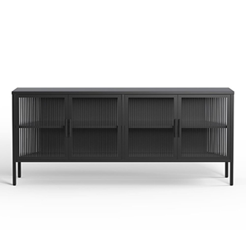 Έπιπλο τηλεόρασης μεταλλικό Nextdeco με ανοιγόμενες πόρτες μαύρο Υ90x150x35εκ.