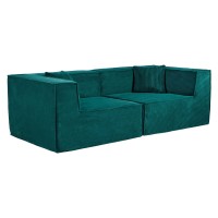 Compressed Nextdeco καναπές τριθέσιος κοτλέ πράσινος Υ63x208x101εκ.