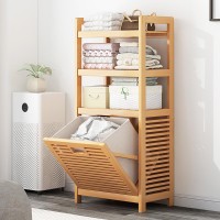 Ράφι με καλάθι απλύτων Nextdeco ξύλινο μπαμπού Υ119x50x30εκ.
