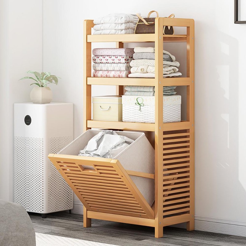 Ράφι με καλάθι απλύτων Nextdeco ξύλινο μπαμπού Υ119x50x30εκ.