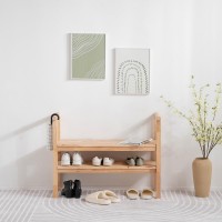 Παπουτσοθήκη παγκάκι Nextdeco Natural μασίφ ξύλο Υ70,5x90x34εκ.