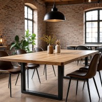 Τραπέζι κουζίνας Nextdeco μασίφ ξύλο φτελιάς Υ79x180x100εκ.