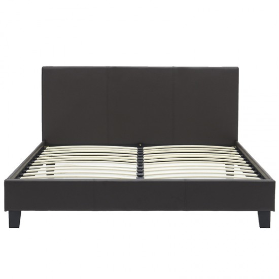 Κρεβάτι Nevil pakoworld διπλό 150x200 PU σκούρο καφέ ματ με ανατομικές τάβλες