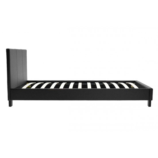 Κρεβάτι Nevil pakoworld μονό 100x200 PU χρώμα μαύρο ματ με ανατομικές τάβλες