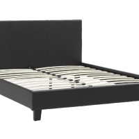 Κρεβάτι Nevil pakoworld 150x200 PU χρώμα μαύρο ματ