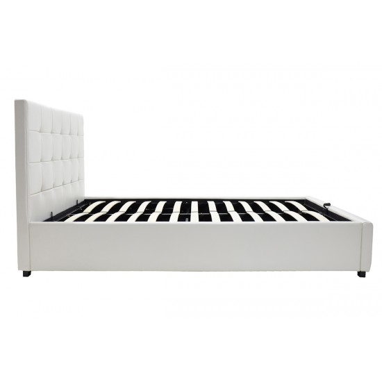 Κρεβάτι Roi pakoworld διπλό 160x200 PU λευκό ματ + αποθηκευτικό χώρο με ανατομικές τάβλες