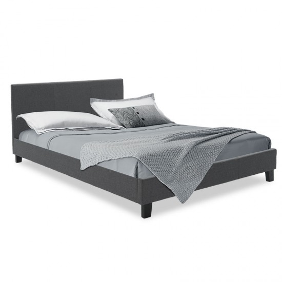 Κρεβάτι Nevil pakoworld διπλό 150x200 με ύφασμα χρώμα ανθρακί με ανατομικές τάβλες