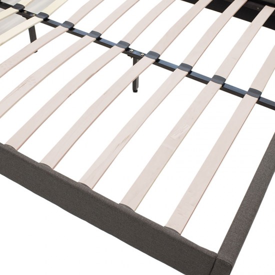 Κρεβάτι Nevil pakoworld διπλό 150x200 με ύφασμα χρώμα ανθρακί με ανατομικές τάβλες