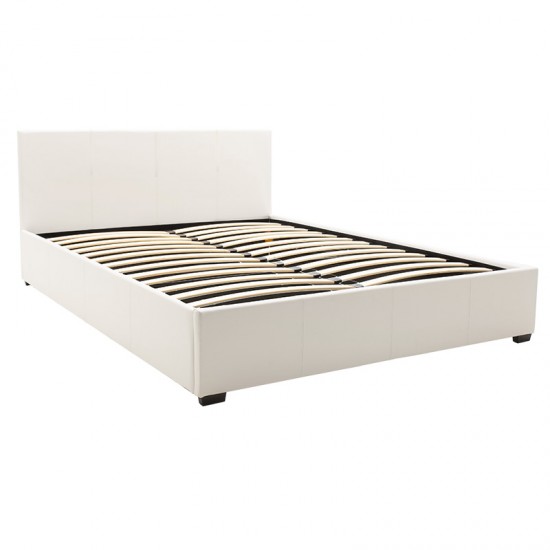 Κρεβάτι Norse pakoworld διπλό pu λευκό με αποθηκευτικό χώρο 160x200εκ