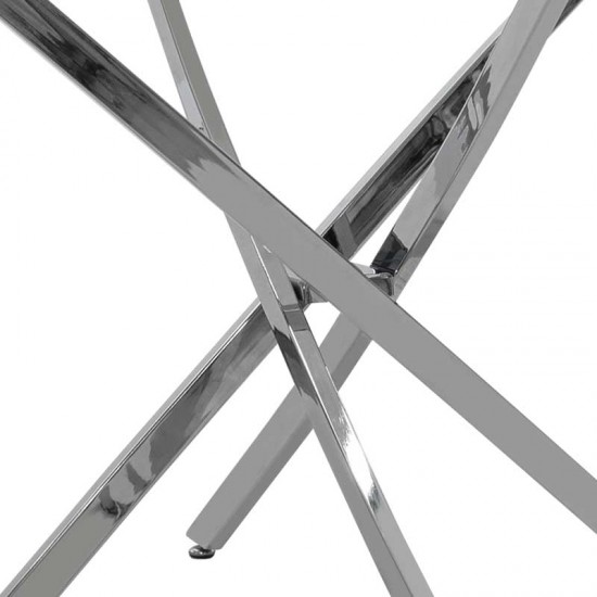 Τραπέζι στρόγγυλο Steve pakoworld με γυάλινη επιφάνεια διαφανές Φ120x74,5εκ