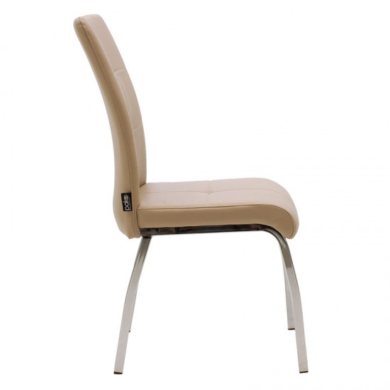 Καρέκλα Ariadne pakoworld μεταλλική χρωμίου με pu μόκα