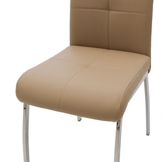 Καρέκλα Ariadne pakoworld μεταλλική χρωμίου με pu μόκα