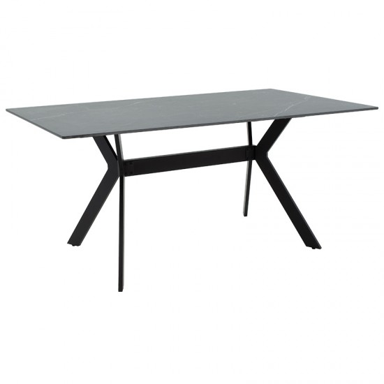 Τραπέζι Olivet pakoworld sintered stone μαύρο μαρμάρου-μαύρο 180x90x75εκ