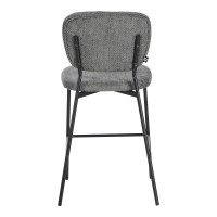 Σετ-2Τεμ.Σκαμπό μπαρ Cathair pakoworld μπουκλέ ύφασμα σε γκρι απόχρωση με μαύρα μεταλλικά πόδια 48x54x100εκ