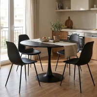 Tραπέζι Balou pakoworld mdf σε μαύρη απόχρωση Φ120x73εκ