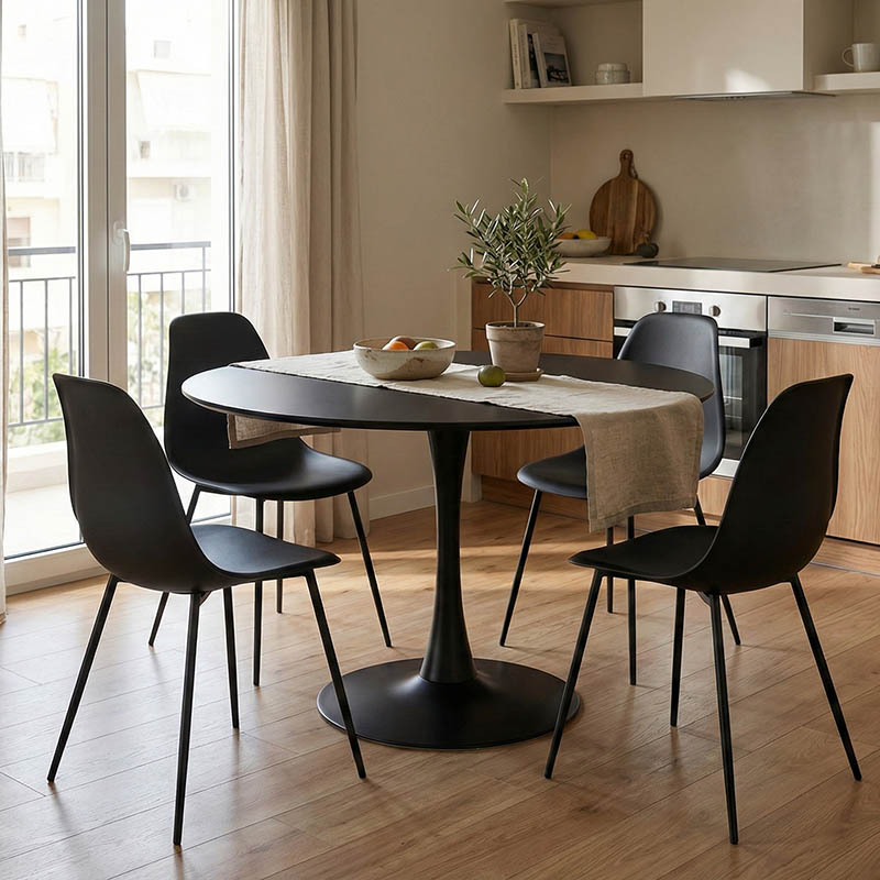 Tραπέζι Balou pakoworld mdf σε μαύρη απόχρωση Φ120x73εκ