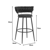 Σετ-2Τεμ.Σκαμπό μπαρ Alkia I pakoworld ύφασμα σε κίτρινη απόχρωση- πόδι μαύρο μέταλλο 50x56x95εκ