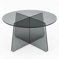 Τραπέζι σαλονιού Cleary pakoworld tempered 8mm γυαλί ανθρακί Φ70x45εκ