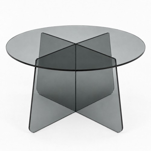 Τραπέζι σαλονιού Cleary pakoworld tempered 8mm γυαλί ανθρακί Φ70x45εκ