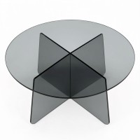 Τραπέζι σαλονιού Cleary pakoworld tempered 8mm γυαλί ανθρακί Φ70x45εκ