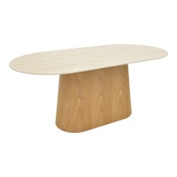 Τραπέζι Karlino pakoworld sintered stone σε όψη τραβερτίνας-mdf σε φυσική απόχρωση 180x90x76εκ
