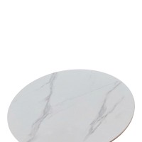 Tραπέζι Balou pakoworld sintered stone σε λευκή απόχρωση με όψη μαρμάρου-βάση λευκό μέταλλο Φ120x73εκ