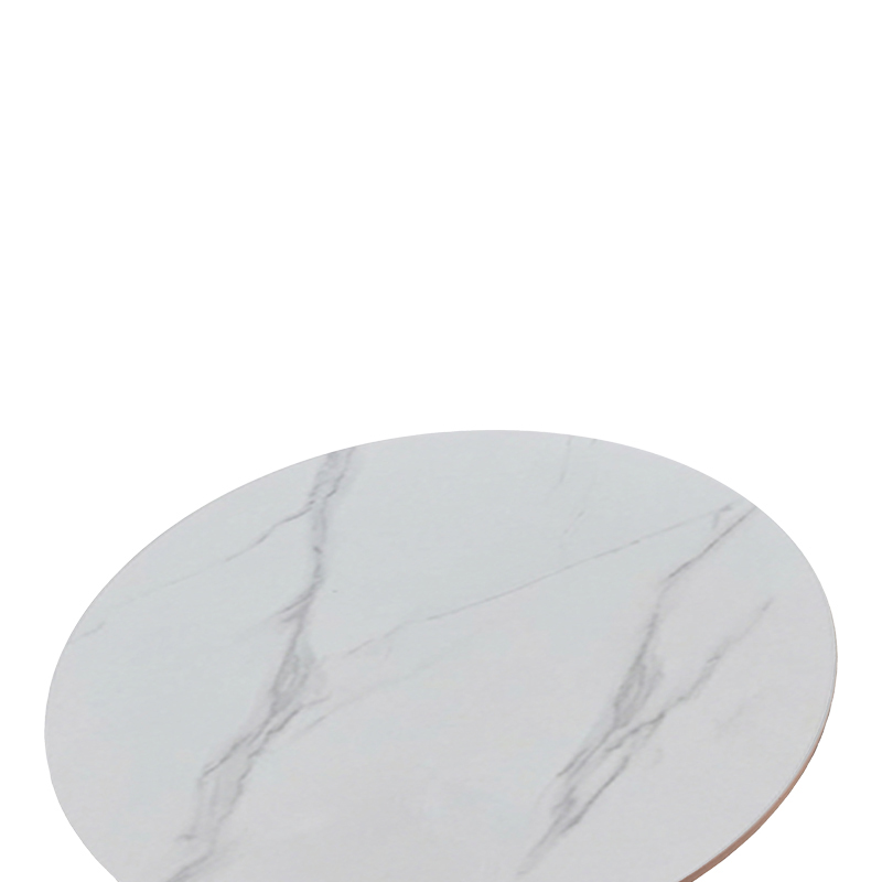 Tραπέζι Balou pakoworld sintered stone σε λευκή απόχρωση με όψη μαρμάρου-βάση λευκό μέταλλο Φ120x73εκ