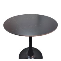 Tραπέζι Balou pakoworld sintered stone σε μαύρη απόχρωση με όψη μαρμάρου-βάση μαύρο μέταλλο Φ120x73εκ