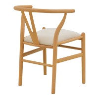 Καρέκλα Wishbone pakoworld rubberwood-ύφασμα σε φυσική-μπεζ απόχρωση 51x58x73εκ