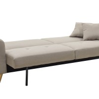 Καναπές-κρεβάτι Carmelo pakoworld με μπεζ-γκρι ύφασμα 214x80x86εκ