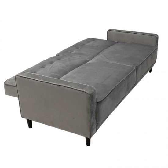Καναπές - κρεβάτι Chicago pakoworld 3θέσιος με βελούδο ασημί-γκρι 205x86x85εκ