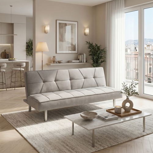 Καναπές-κρεβάτι Travis pakoworld 3θέσιος ύφασμα γκρι 175x83x74εκ