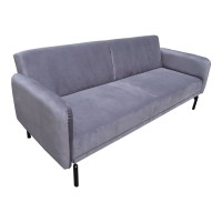 Καναπές κρεβάτι Veluto pakoworld 3θέσιος ανθρακί βελούδο 197x85x83εκ