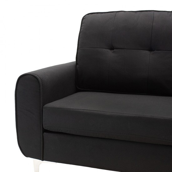 Γωνιακός καναπές Ballon pakoworld αναστρέψιμος υφασμάτινος χρώμα μαύρο 218x135x83,5εκ