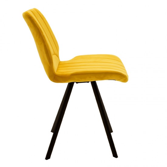 Καρέκλα Sabia pakoworld μεταλλική μαύρη με ύφασμα βελουτέ κίτρινο