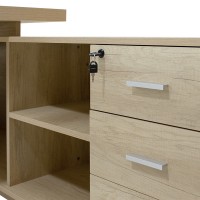 Γραφείο εργασίας αναστρέψιμο επαγγελματικό Amazon pakoworld σε φυσική απόχρωση 200x170x75εκ