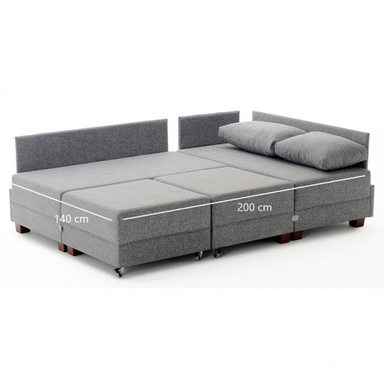 Πολυμορφικός καναπές-κρεβάτι αριστερή γωνία PWF-0155 με ύφασμα ανθρακί 210x280x70εκ