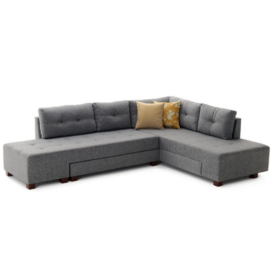 Πολυμορφικός καναπές-κρεβάτι αριστερή γωνία PWF-0156 με ύφασμα ανθρακί 206x282x85εκ