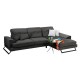 Γωνιακός καναπές PWF-0503 pakoworld αριστερή γωνία βελούδο ανθρακί-μαύρο 308x190x100/92εκ