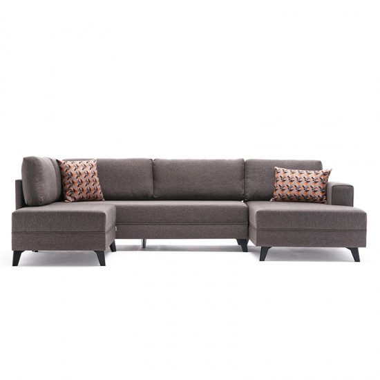 Πολυμορφικός καναπές κρεβάτι PWF-0535 pakoworld ύφασμα ανοικτό καφέ 300x202x78εκ