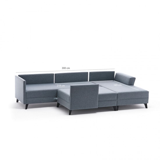 Πολυμορφικός καναπές κρεβάτι PWF-0535 pakoworld ύφασμα ανοικτό καφέ 300x202x78εκ