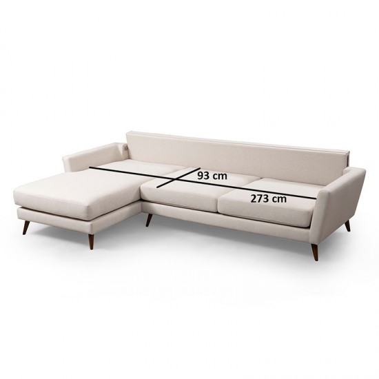 Γωνιακός καναπές κρεβάτι PWF-0526 pakoworld δεξιά γωνία ύφασμα μπεζ-καρυδί 303x168x85εκ