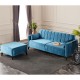 Γωνιακός καναπές-κρεβάτι PWF-0576 pakoworld βελούδο τυρκουάζ 206x88x80εκ