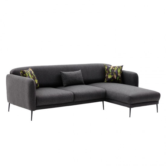 Γωνιακός καναπές-κρεβάτι PWF-0577 pakoworld αριστερή γωνία ύφασμα ανθρακί 265x163x80εκ
