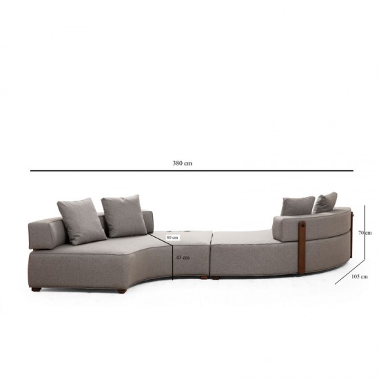 Γωνιακός καναπές PWF-0600 pakoworld ύφασμα γκρι 380x105x70εκ