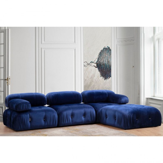 Πολυμορφικός καναπές Divine βελούδο χρώμα μπλε 288/190x75εκ