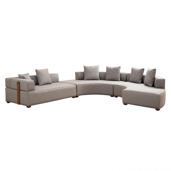 Γωνιακός καναπές με αριστερή γωνία PWF-0600 pakoworld ύφασμα γκρι 360/300x70εκ