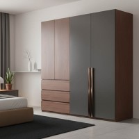 Ντουλάπα Sonlen pakoworld σε καρυδί-ανθρακί απόχρωση 160x52x195εκ